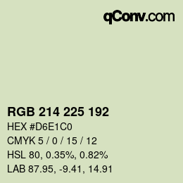 Color code: RGB 214 225 192 | qconv.com