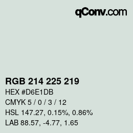 Color code: RGB 214 225 219 | qconv.com