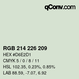 Color code: RGB 214 226 209 | qconv.com