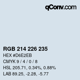 Color code: RGB 214 226 235 | qconv.com