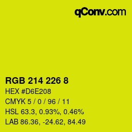 カラーコード: RGB 214 226 8 | qconv.com