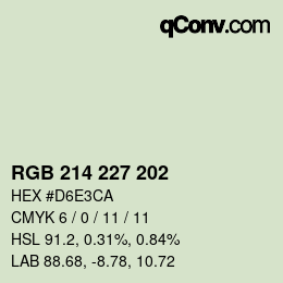 Color code: RGB 214 227 202 | qconv.com