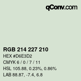 カラーコード: RGB 214 227 210 | qconv.com
