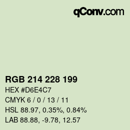 Color code: RGB 214 228 199 | qconv.com