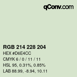 Color code: RGB 214 228 204 | qconv.com