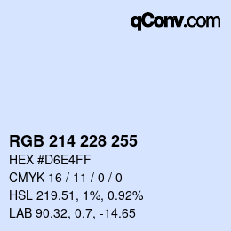 Color code: RGB 214 228 255 | qconv.com