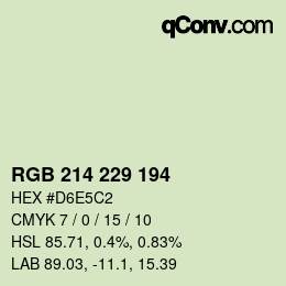 Color code: RGB 214 229 194 | qconv.com
