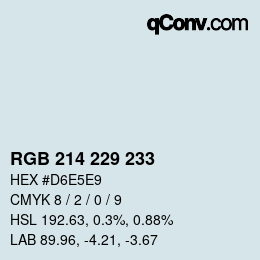 Color code: RGB 214 229 233 | qconv.com
