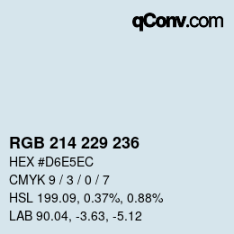 颜色代码: RGB 214 229 236 | qconv.com