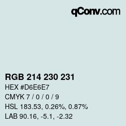颜色代码: RGB 214 230 231 | qconv.com