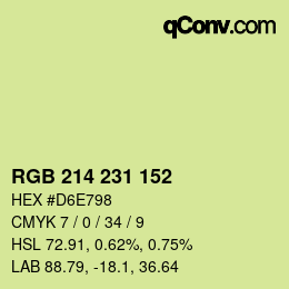 カラーコード: RGB 214 231 152 | qconv.com