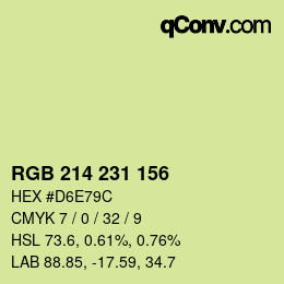 カラーコード: RGB 214 231 156 | qconv.com