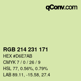カラーコード: RGB 214 231 171 | qconv.com