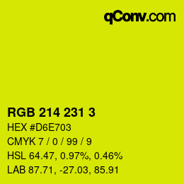 カラーコード: RGB 214 231 3 | qconv.com