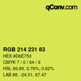 Color code: RGB 214 231 83 | qconv.com
