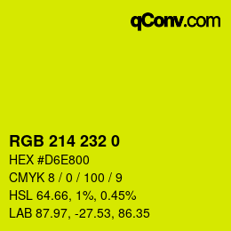 Color code: RGB 214 232 0 | qconv.com