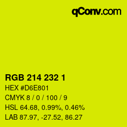 Color code: RGB 214 232 1 | qconv.com