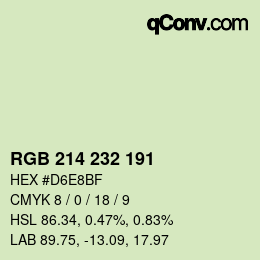 Color code: RGB 214 232 191 | qconv.com