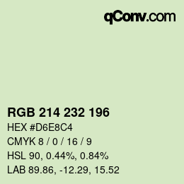 Color code: RGB 214 232 196 | qconv.com