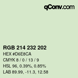 Farbcode: RGB 214 232 202 | qconv.com