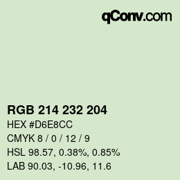 カラーコード: RGB 214 232 204 | qconv.com