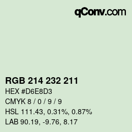 Color code: RGB 214 232 211 | qconv.com