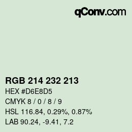 カラーコード: RGB 214 232 213 | qconv.com
