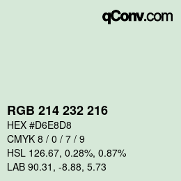 Color code: RGB 214 232 216 | qconv.com