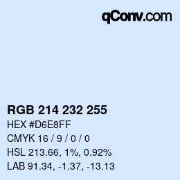 Color code: RGB 214 232 255 | qconv.com