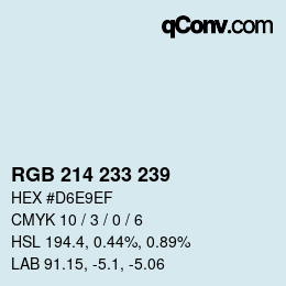 Color code: RGB 214 233 239 | qconv.com