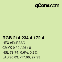カラーコード: RGB 214 234.4 172.4 | qconv.com