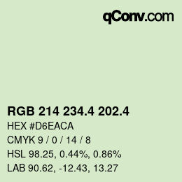 カラーコード: RGB 214 234.4 202.4 | qconv.com