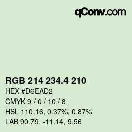 カラーコード: RGB 214 234.4 210 | qconv.com