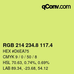 カラーコード: RGB 214 234.8 117.4 | qconv.com