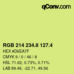 カラーコード: RGB 214 234.8 127.4 | qconv.com