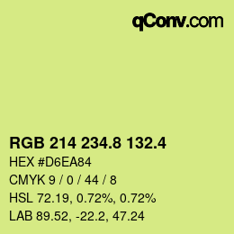 カラーコード: RGB 214 234.8 132.4 | qconv.com