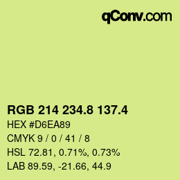 カラーコード: RGB 214 234.8 137.4 | qconv.com