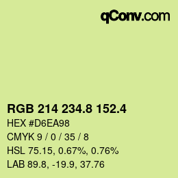 カラーコード: RGB 214 234.8 152.4 | qconv.com