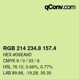 カラーコード: RGB 214 234.8 157.4 | qconv.com