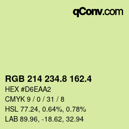 カラーコード: RGB 214 234.8 162.4 | qconv.com