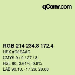 カラーコード: RGB 214 234.8 172.4 | qconv.com