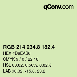 カラーコード: RGB 214 234.8 182.4 | qconv.com