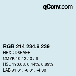 カラーコード: RGB 214 234.8 239 | qconv.com