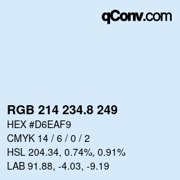 カラーコード: RGB 214 234.8 249 | qconv.com