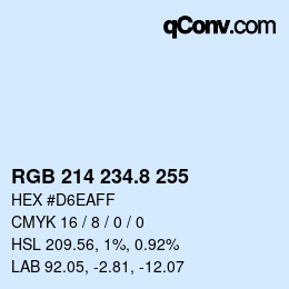 カラーコード: RGB 214 234.8 255 | qconv.com