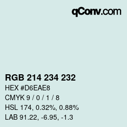 Farbcode: RGB 214 234 232 | qconv.com