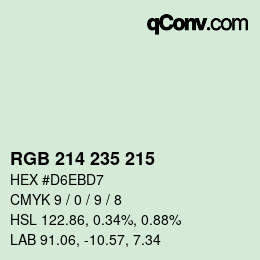 Color code: RGB 214 235 215 | qconv.com