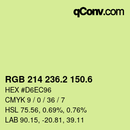 カラーコード: RGB 214 236.2 150.6 | qconv.com