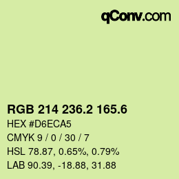 カラーコード: RGB 214 236.2 165.6 | qconv.com