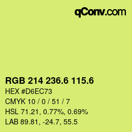 カラーコード: RGB 214 236.6 115.6 | qconv.com